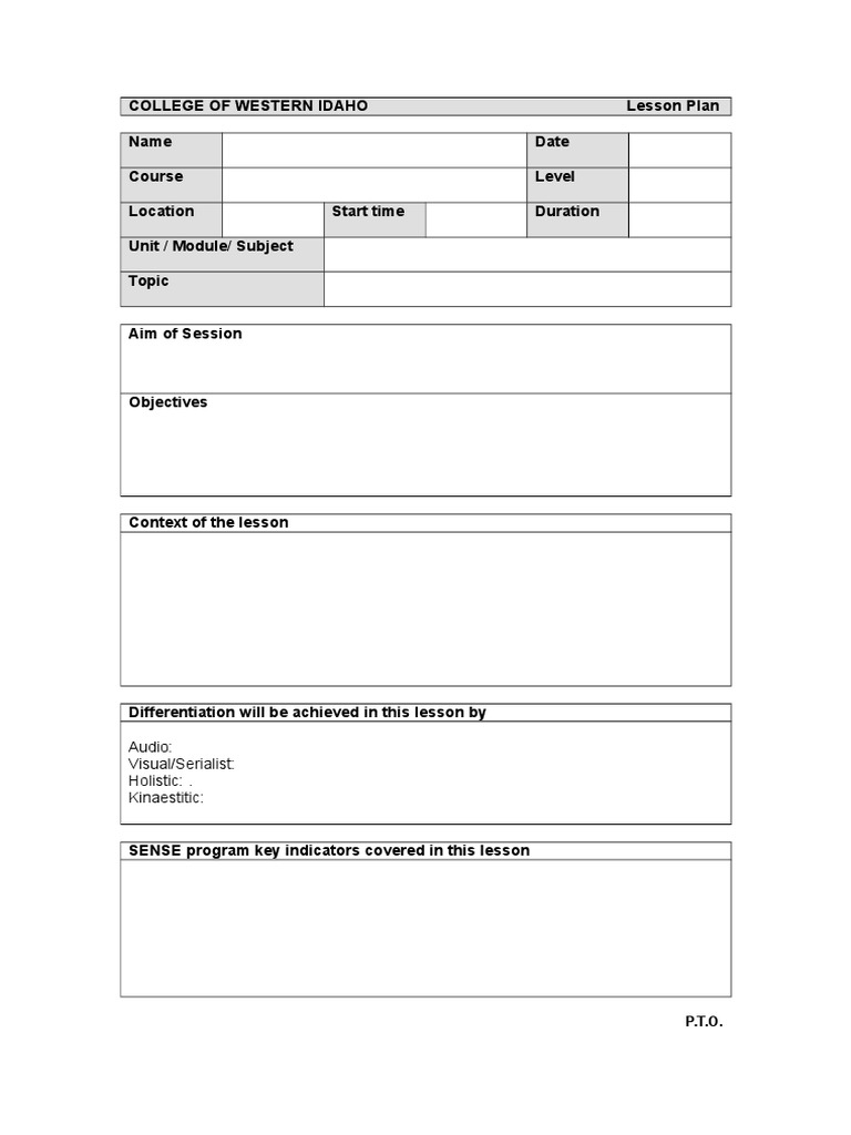 CWI Lesson Plan Template Guide | PDF