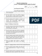 Material Evaluation Form - Drawing From AAAS "Curriculum Materials Analysis Procedure"