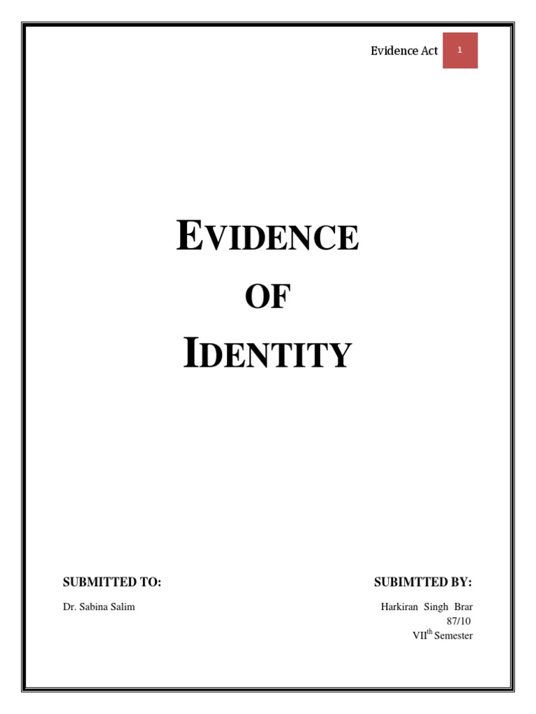 Evidence of Identity Witness Evidence (Law) Free 30day Trial