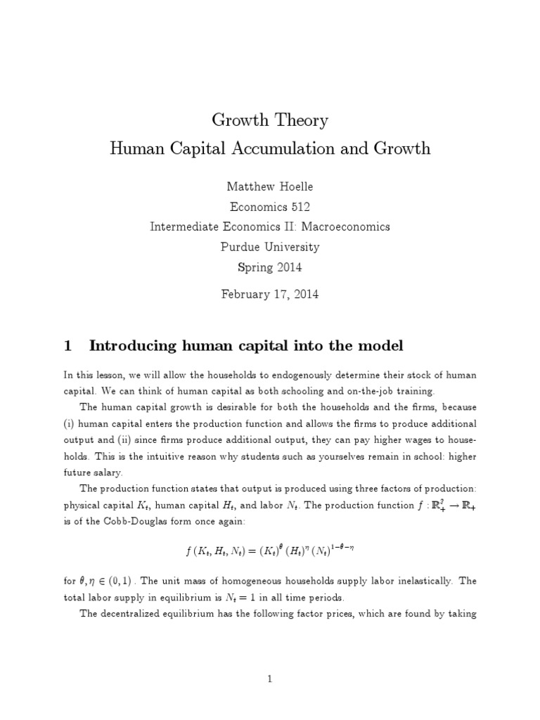 Human Capital Accumulation | PDF | Labour Economics | Human Capital