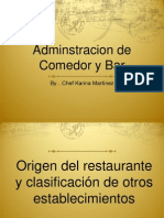 Historia y Clasificación de los Establecimientos de Alimentos y Bebidas