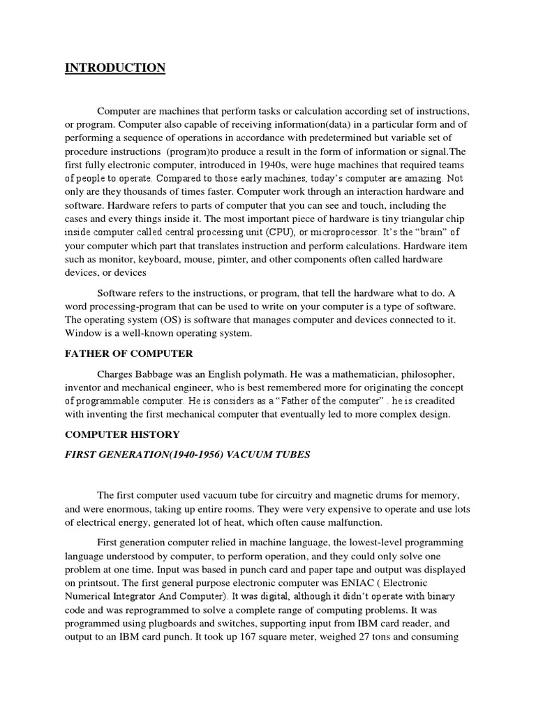 Introduction of Computer | PDF | Integrated Circuit | Computer Program