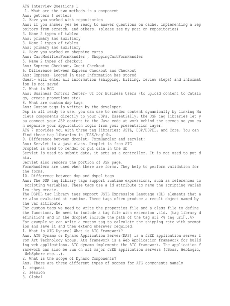 ATG Interview Questions | PDF | Computers