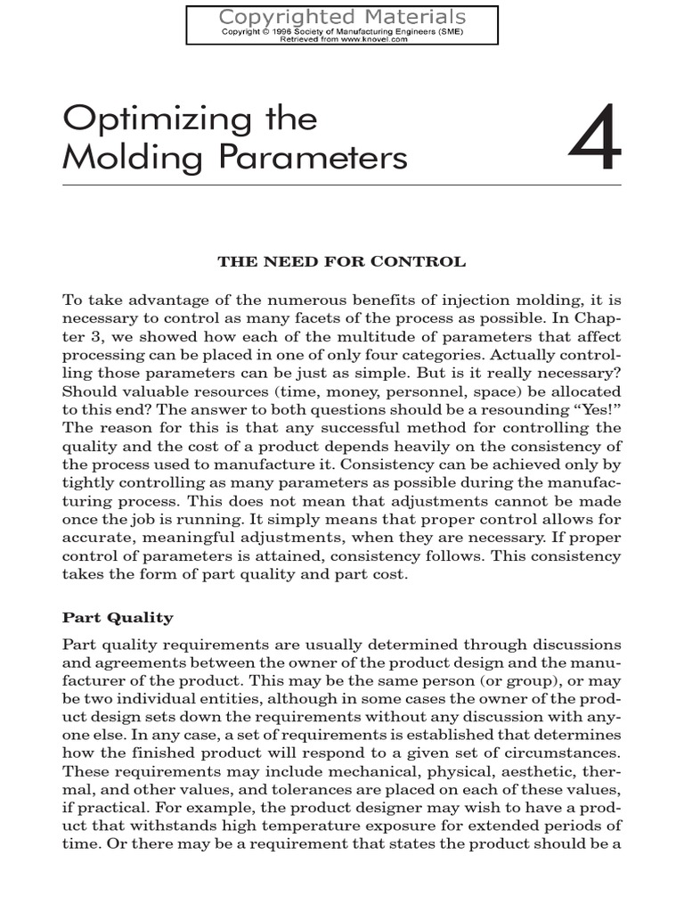 Injection Molding Parameter Control | PDF | Thermal Insulation ...