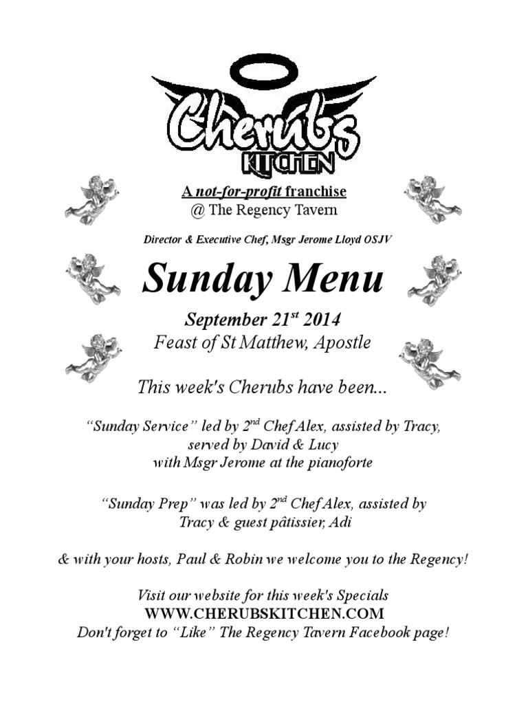 Sunday Lunch Menu 21092014 PDF Desserts European Cuisine