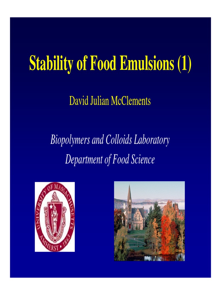 Stability of Food Emulsions (1) David Julian Mcclements PDF