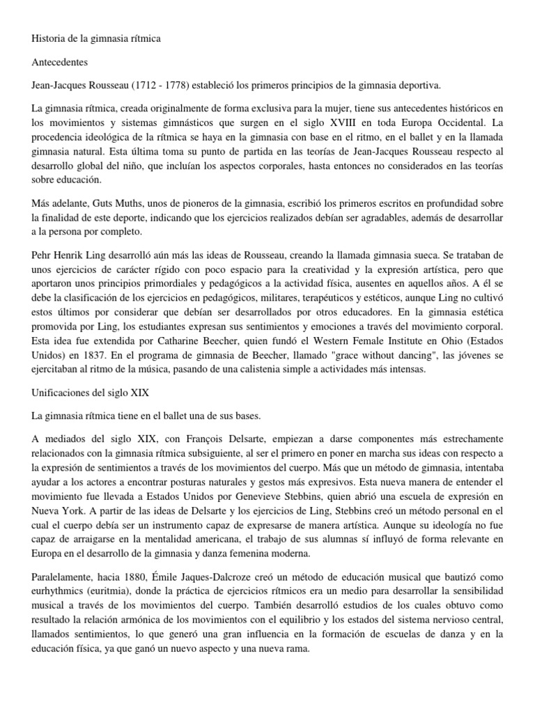 Historia de La Gimnasia Rítmica | PDF | Gimnasia | Deportes