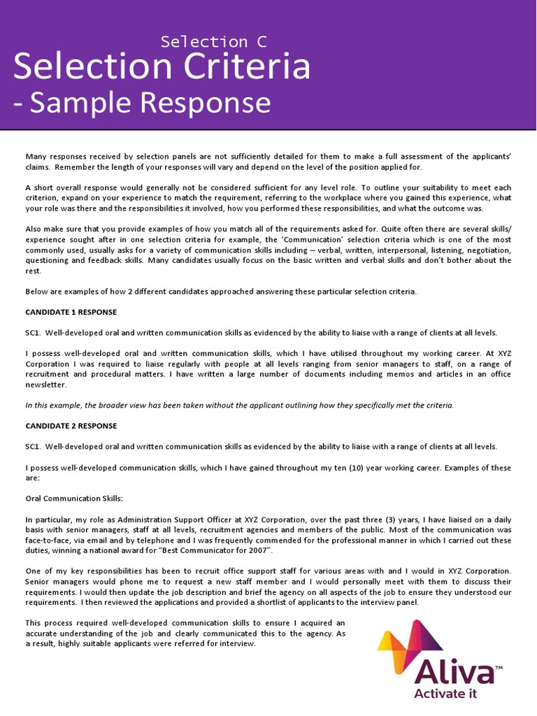 Alivastaff Selection Criteria  PDF