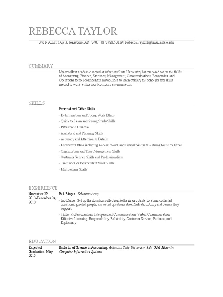 Rebecca Taylor Accounting Resume | PDF