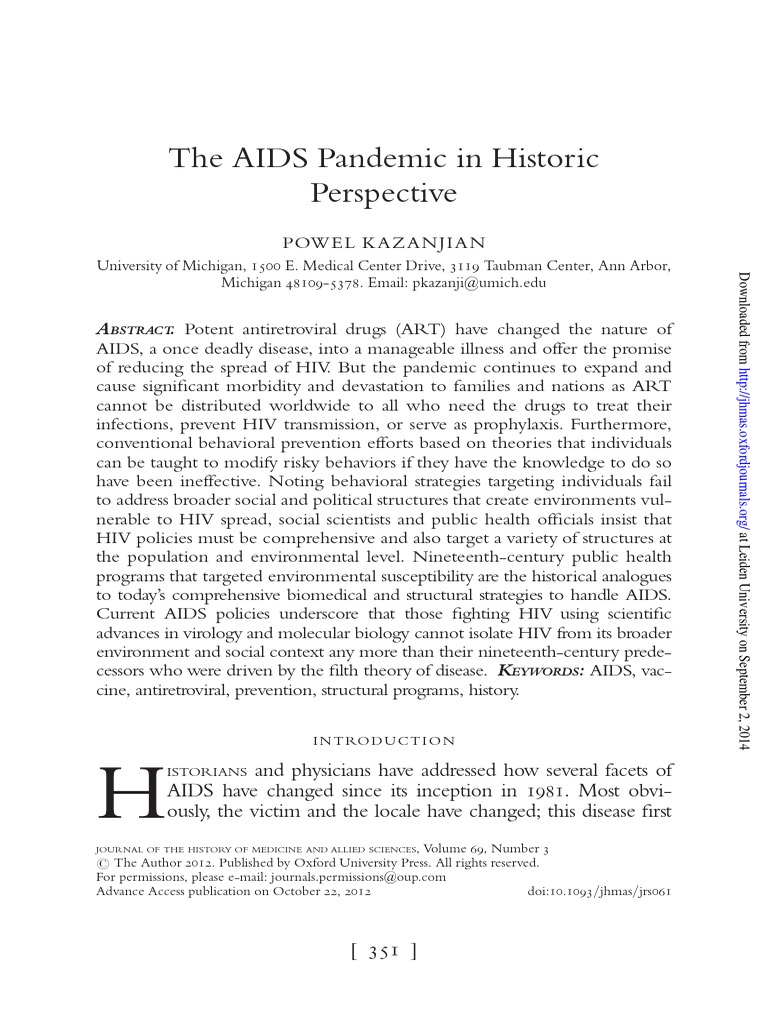 Historic Perspectives on the AIDS Pandemic | PDF | Management Of Hiv ...