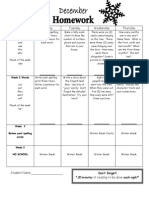 December Homework Calendar