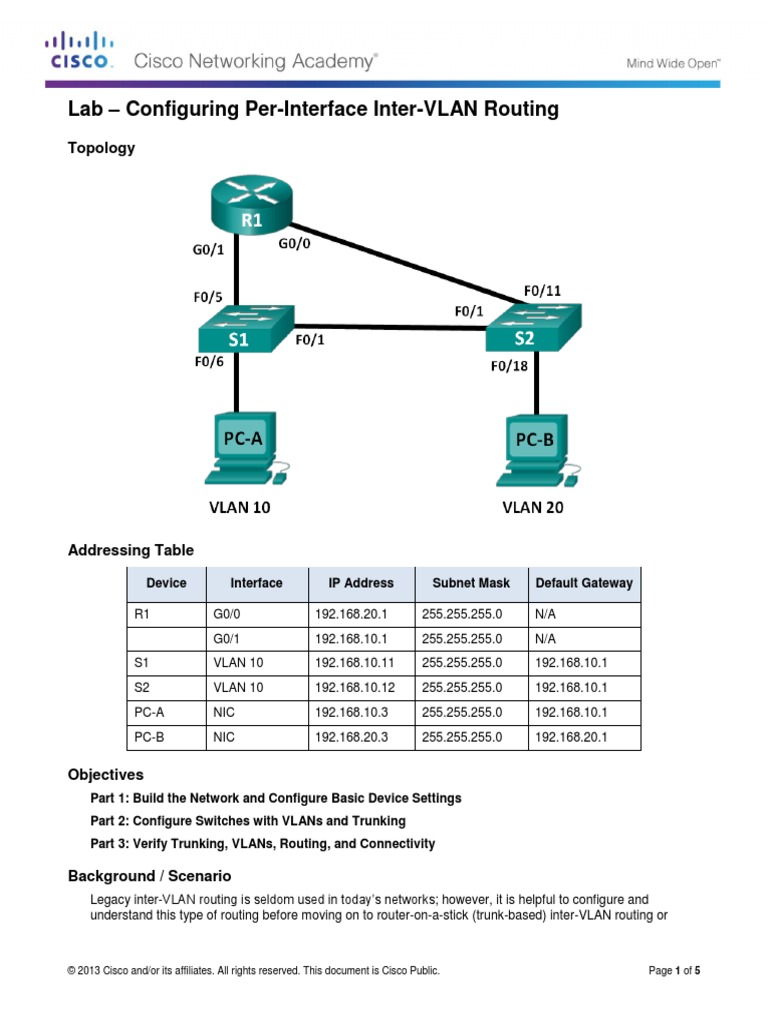 5.1.2.4 Lab - Configuring Per-Interface Inter-VLAN Routing | PDF ...