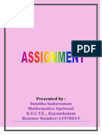 Sunitha Sudarsanan Mathematics Optional K.U.C.T.E., Kayamkulam Resister Number:13978019