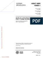 ABNT NBR 15999-1 Gestão de Continuidade de Negócios - Parte 1 - Código de Prática