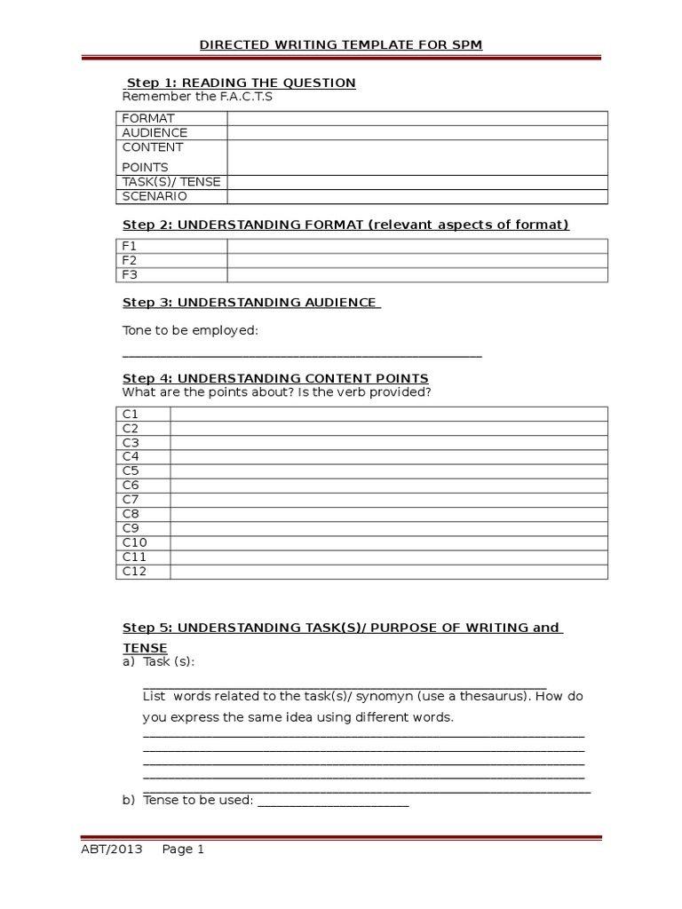 SPM Directed Writing Template Guide | PDF