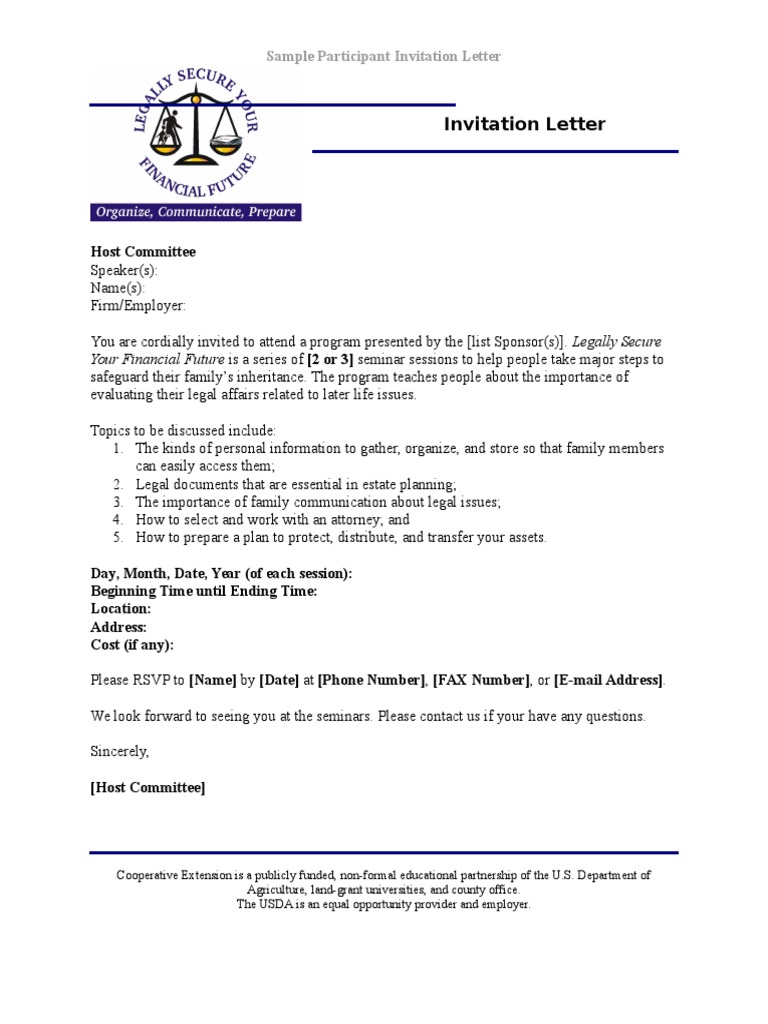 Invitation Letter: Host Committee