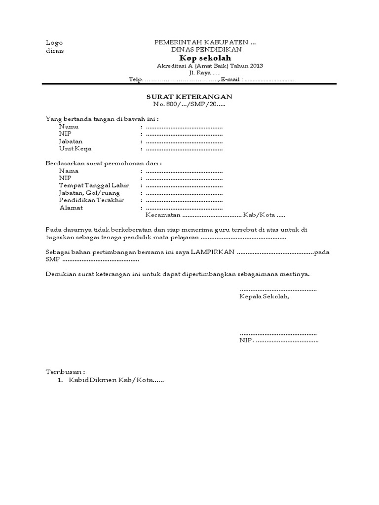Contoh Surat Rekomendasi Terima Siswa Pindahan Edukasi