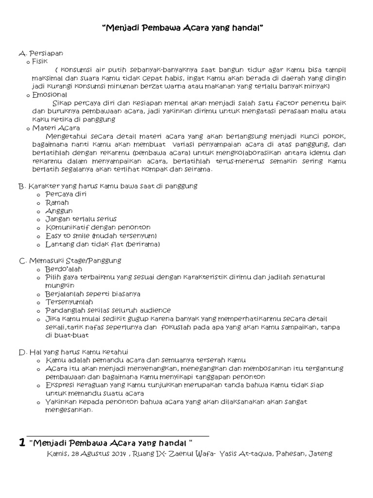 Menjadi Pembawa Acara Yang Handal Host