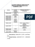 Cronograma Clases Teoricas y Practicas Del Primer Modulo de Microbiolog A de Los Alimentos