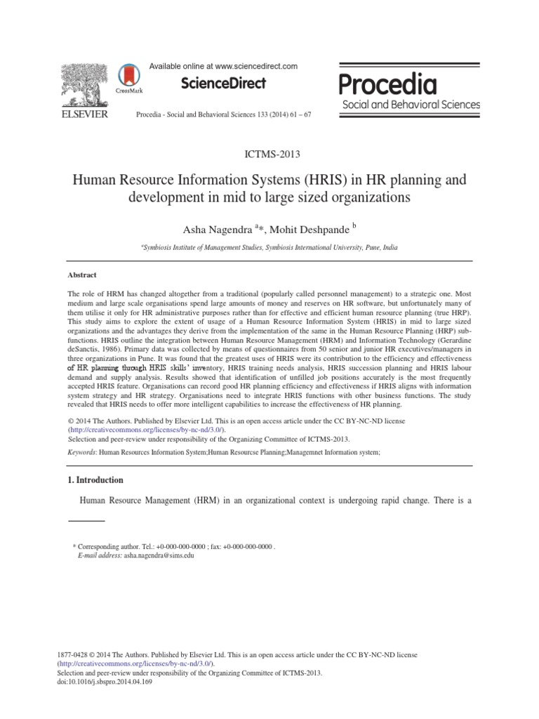 Human Resource Information Systems (HRIS) in HR Planning and ...