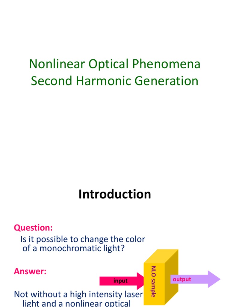 Optical Phenomena Second Harmonic Generation PDF