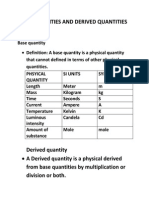 Base Quantities and Derived Quantities