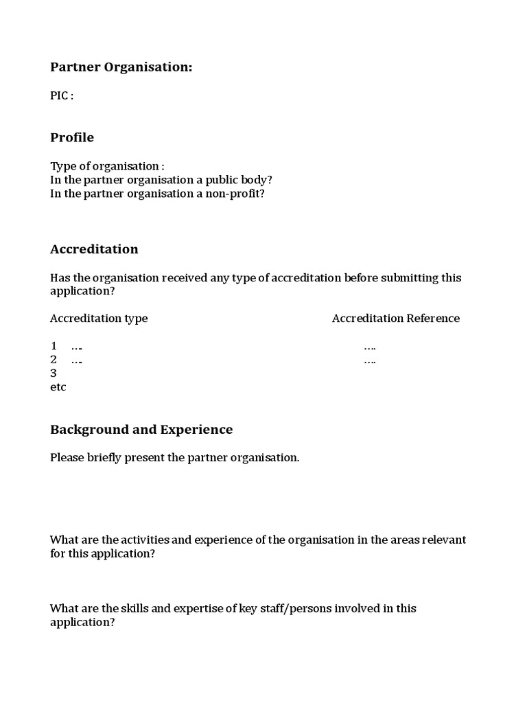 Partner Organisation Information Form | PDF