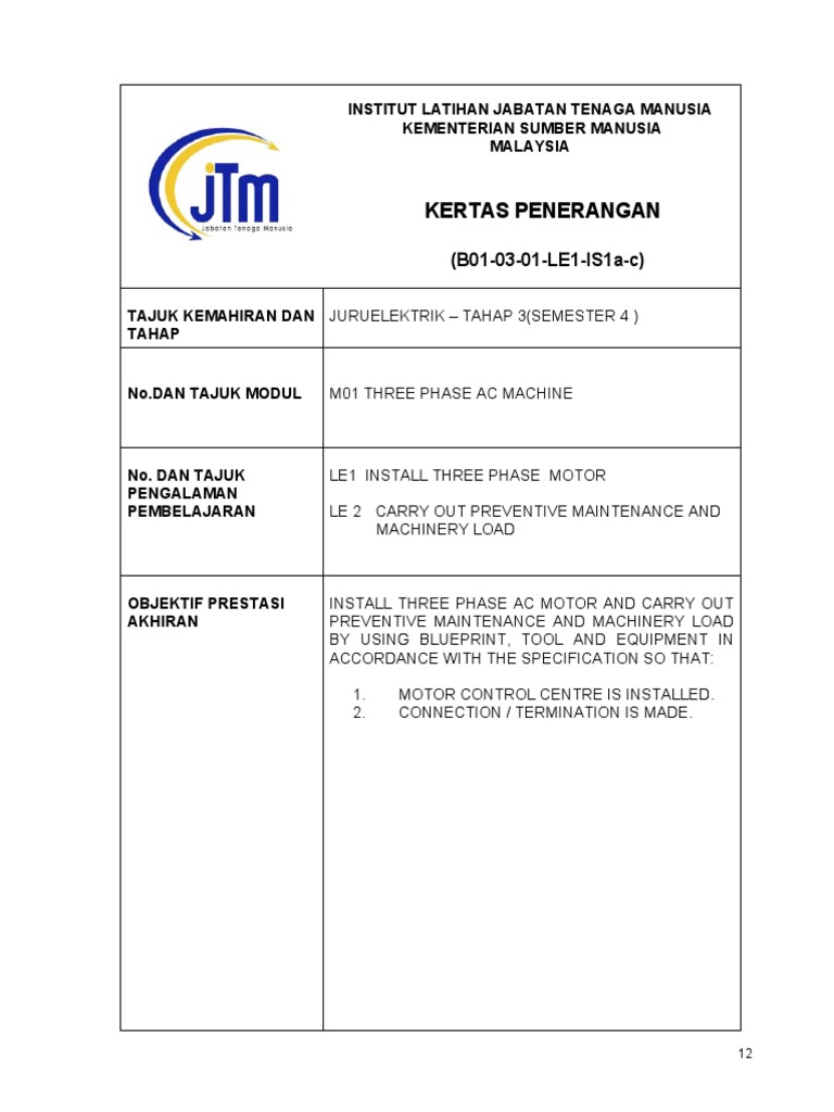 Nota Pusat Kawalan Motor