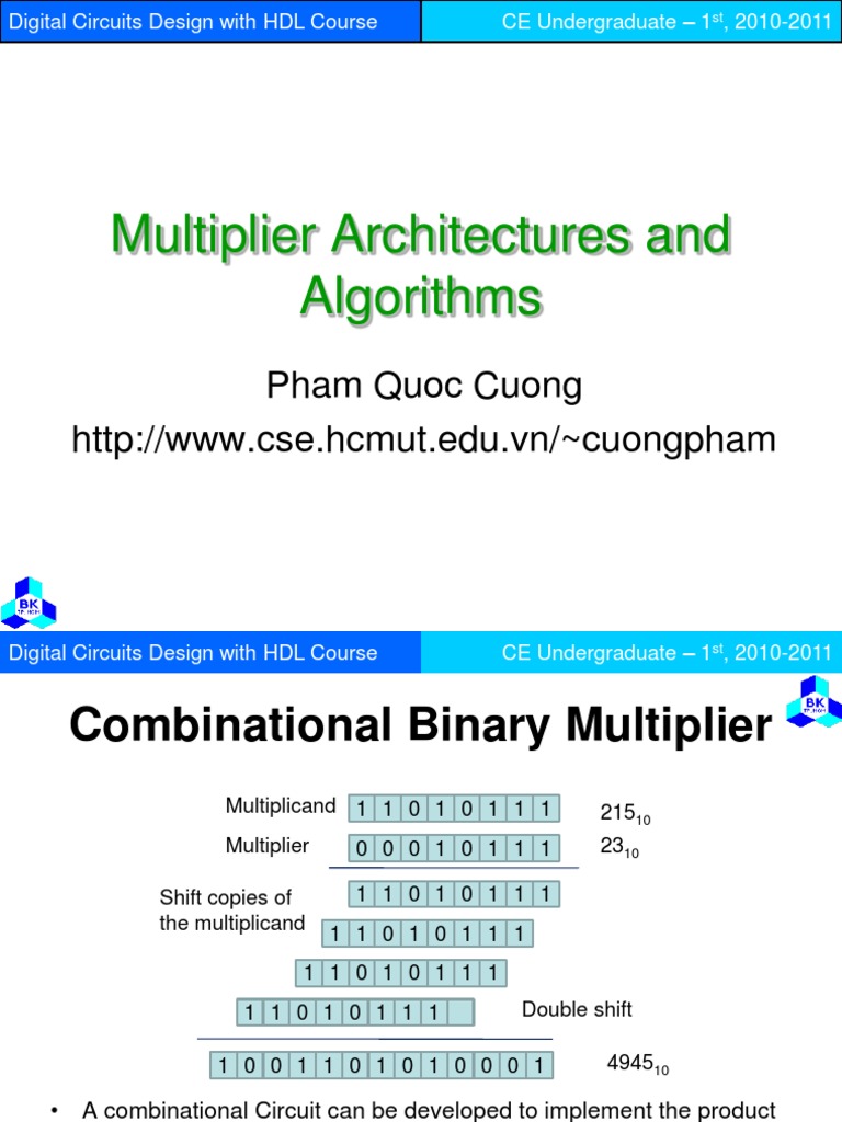 HDL Multiplier Architectures Course | PDF | Multiplication | Electronic ...