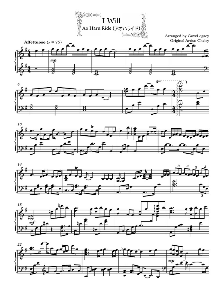 Ao Haru Ride - I Will (Piano Version)