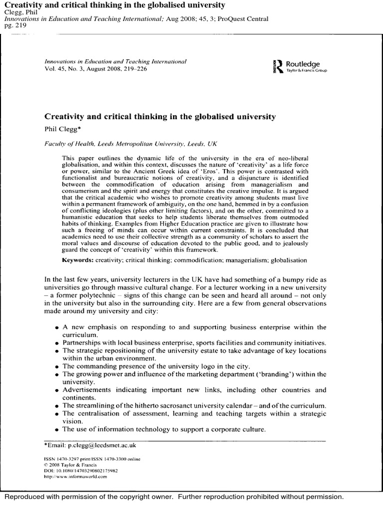 Innovations in Education and Teaching International Aug 2008 45, 3 ...