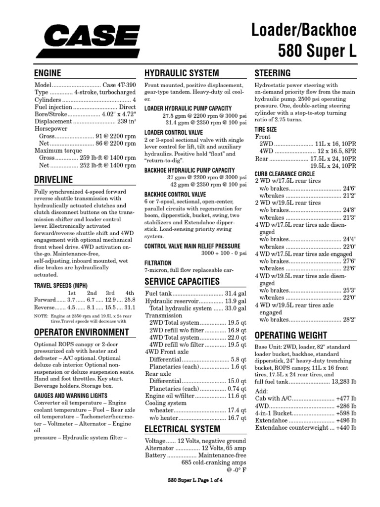 Case 580 Sle | PDF | Loader (Equipment) | Transmission (Mechanics)