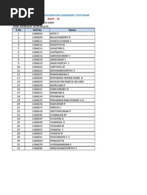 Cognizant CCS Exam Applied Students List PDF Cinema Of India  