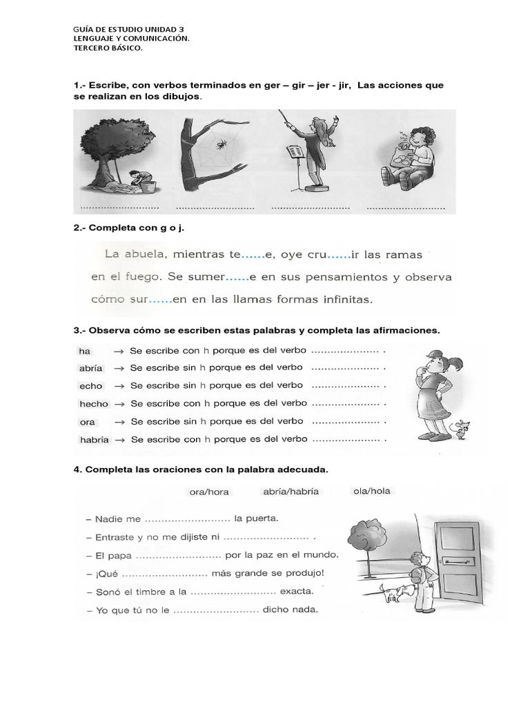 Ejercicios de Verbos: Ger, Gir, Jer, Jir | PDF