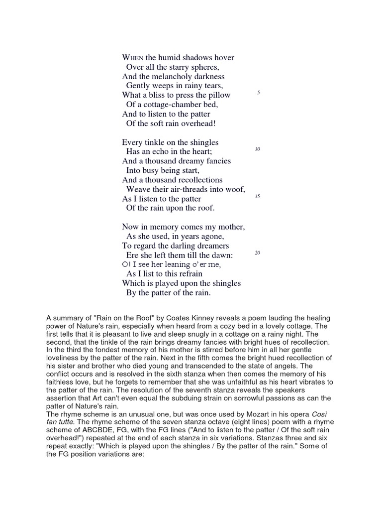 RAIN ON THE ROOF POEM ANALYSIS intelligence overview