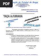 CO N.º 67 FUTEBOL 11_TAÇA AF BRAGA JUNIORES e JUVENIS_1.ª ELIMINATÓRIA_MARCAÇÃO DE JOGOS PARA 20 e 21 SETEMBRO 2014.pdf