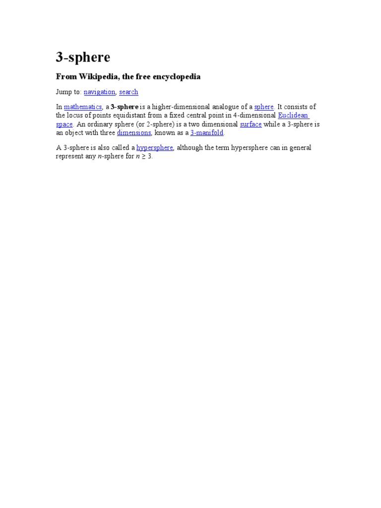 Understanding the 3-Sphere in Geometry | PDF | Topological Spaces ...