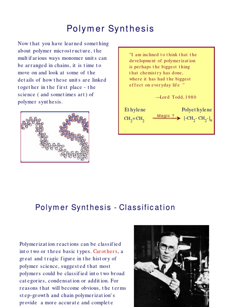 Polymer Synthesis Overview | PDF | Polymerization | Polymers