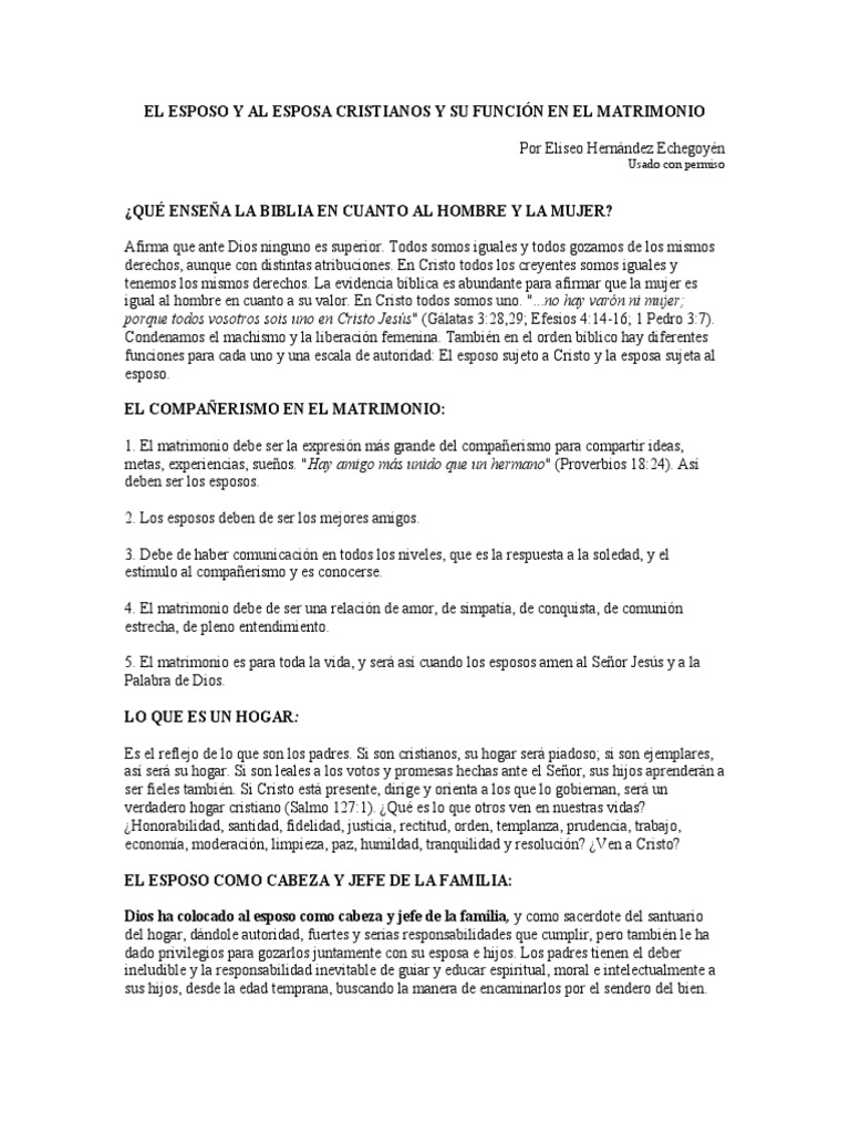 Esposo y Esposa en el Matrimonio Cristiano | PDF | Cristo (título ...