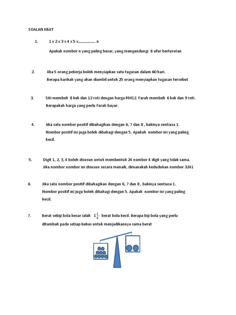Soalan Matematik Aras Tinggi Pdf