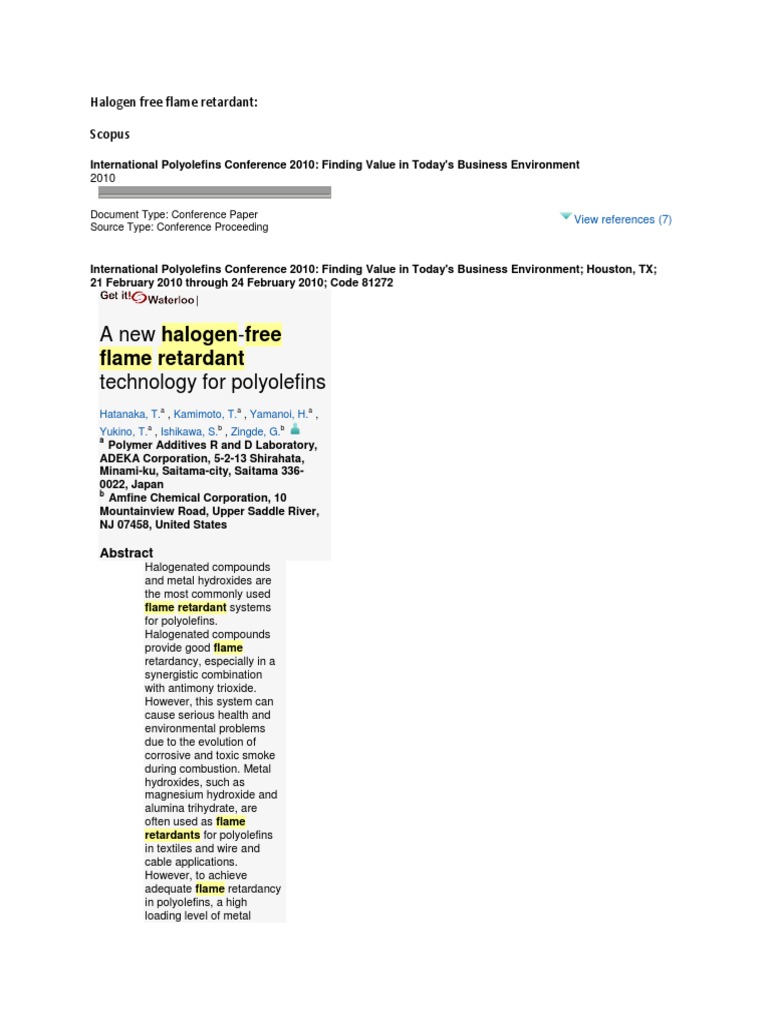 Halogen Free Flame Retardant | PDF | Polyethylene | Polymers