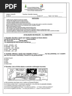 Avaliação de Inglês 3º Bim