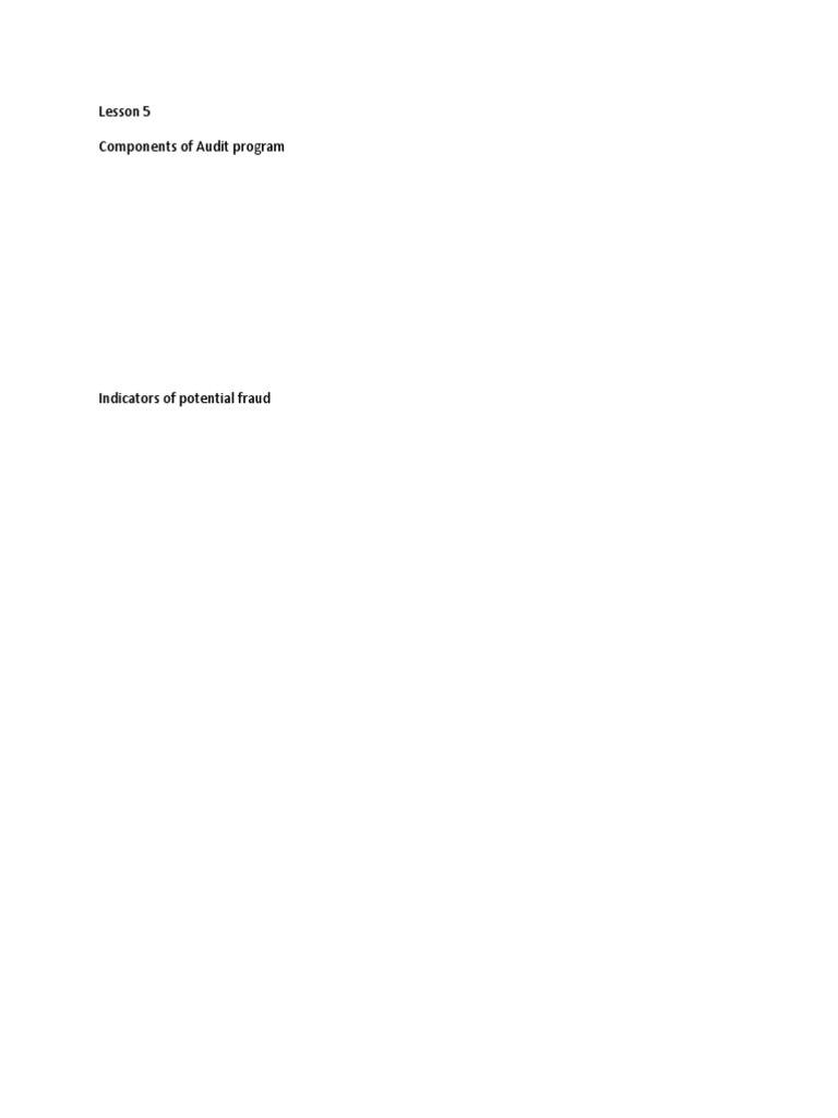 Lesson 5 Components of Audit Program | PDF
