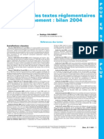 Inventaire Des Textes Réglementaires en Environnement - Bilan 2004