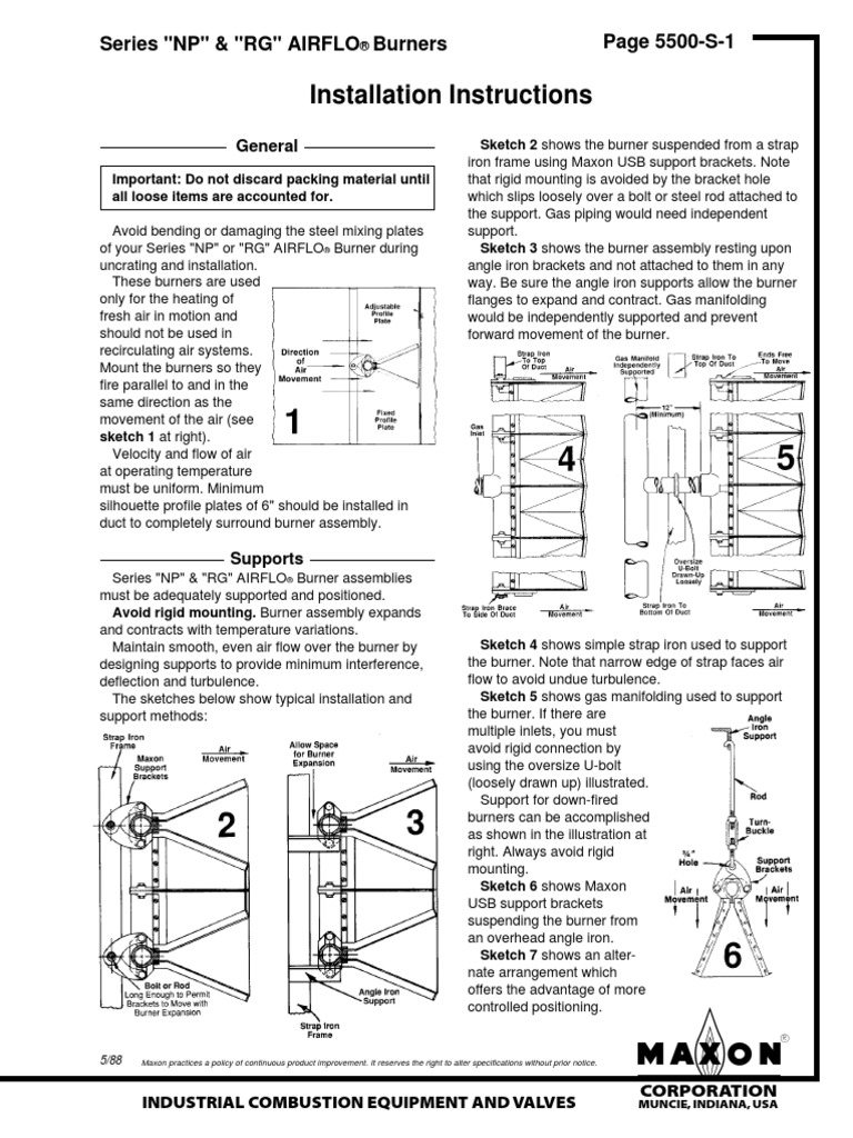 Maxon 5500 Instructions Valve Screw