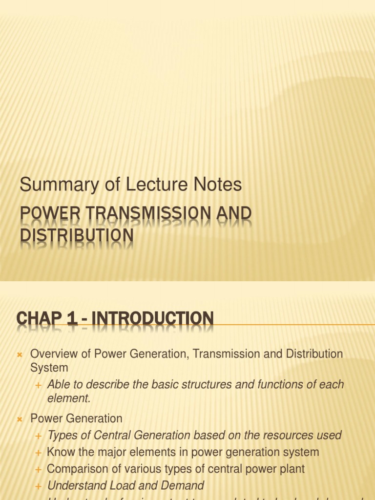 Power Transmission and Distribution Summary | PDF | High Voltage Direct ...