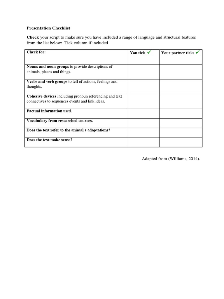 Essential Presentation Checklist Guide | PDF | Language Arts ...