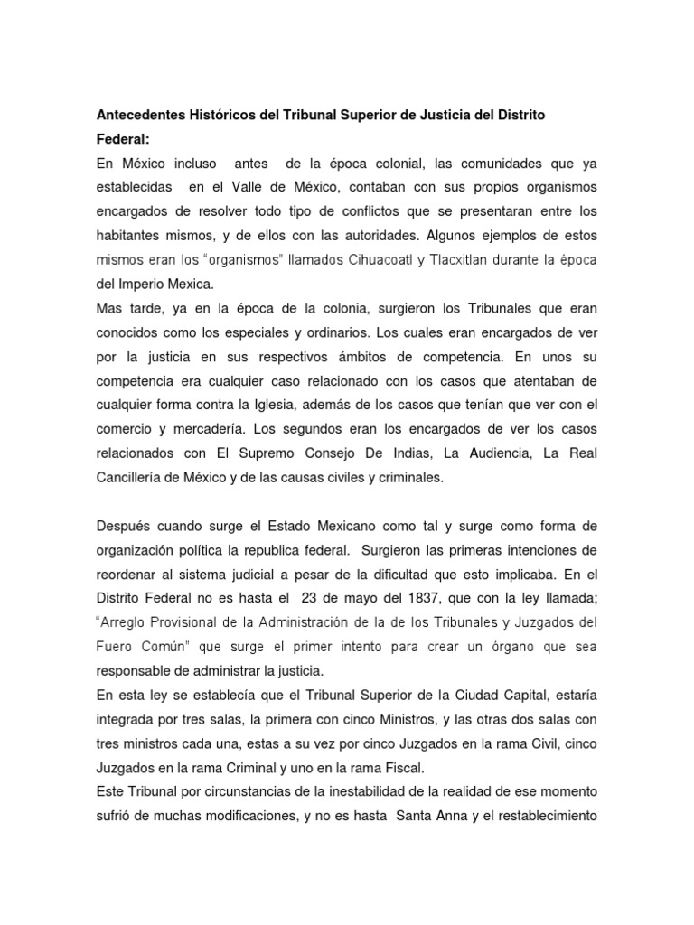 Historia del Tribunal Superior de Justicia | PDF | Ciudad de México ...