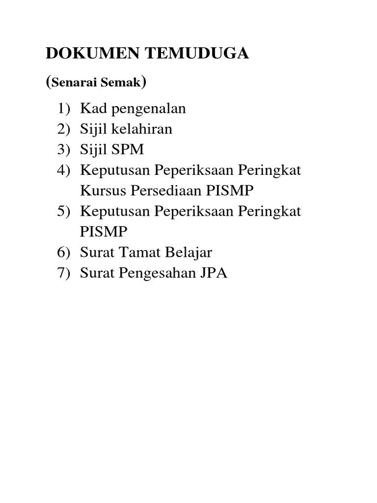 Dokumen Temuduga | PDF