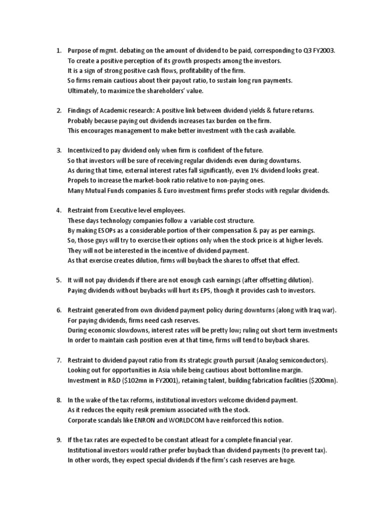 Session 19 - Dividend Policy at Linear Tech | PDF | Share Repurchase ...